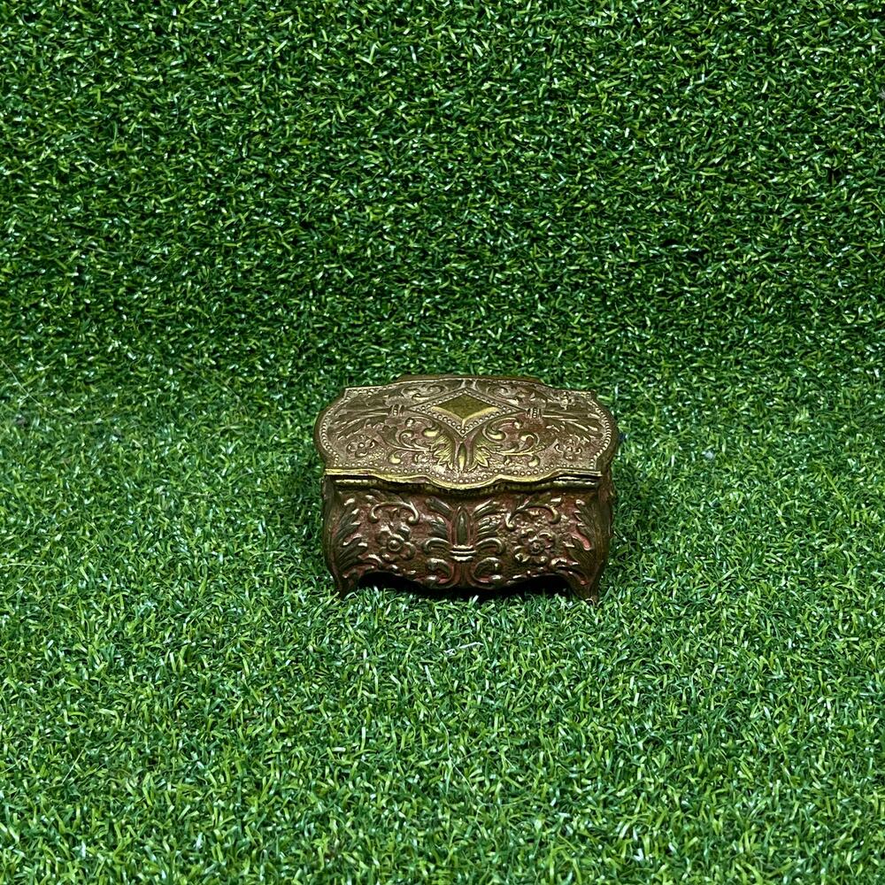 Vintage Ardalt Gold Tone Footed Metal Jewelry Trinket Box Japan